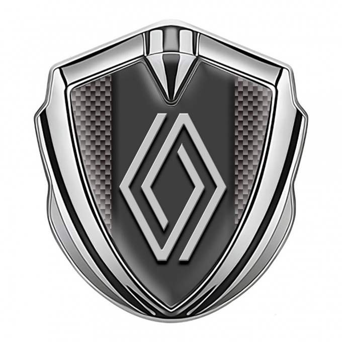 Renault Silicon Emblem Badge Silver Grey Carbon Big Modern Logo