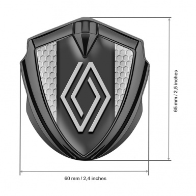 Renault Emblem Car Badge Graphite Grey Honeycomb Big Modern Logo