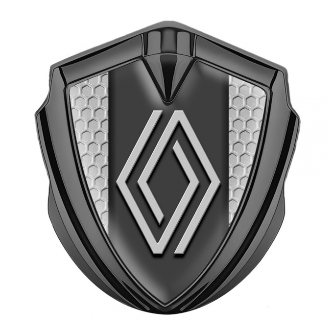 Renault Emblem Car Badge Graphite Grey Honeycomb Big Modern Logo