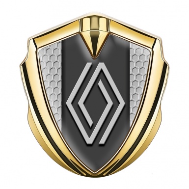 Renault Emblem Car Badge Gold Grey Honeycomb Big Modern Logo