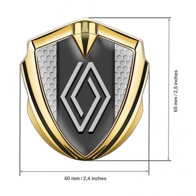 Renault Emblem Car Badge Gold Grey Honeycomb Big Modern Logo