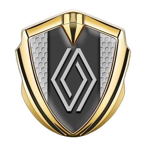 Renault Emblem Car Badge Gold Grey Honeycomb Big Modern Logo