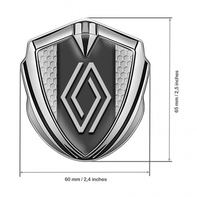 Renault Emblem Car Badge Silver Grey Honeycomb Big Modern Logo