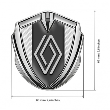 Renault Bodyside Emblem Self Adhesive Silver White Carbon Big Modern Logo