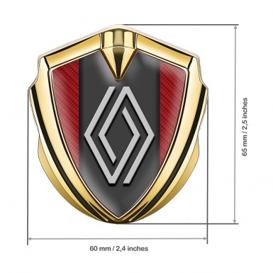 Renault Emblem Silicon Badge Gold Red Carbon Big Modern Logo