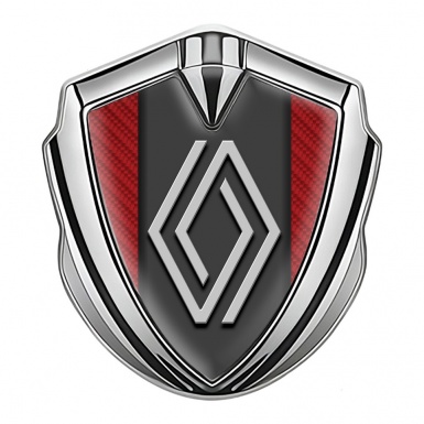 Renault Emblem Silicon Badge Silver Red Carbon Big Modern Logo