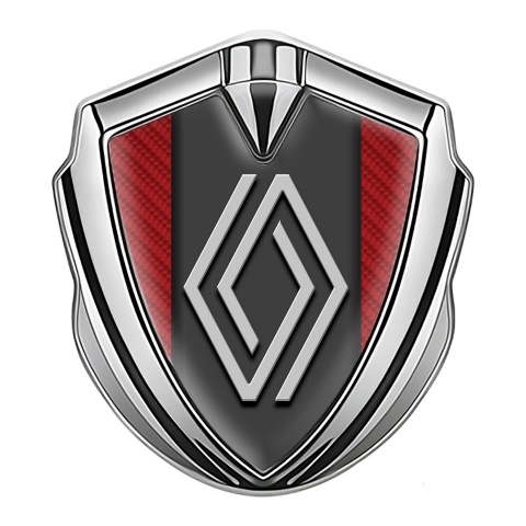 Renault Emblem Silicon Badge Silver Red Carbon Big Modern Logo