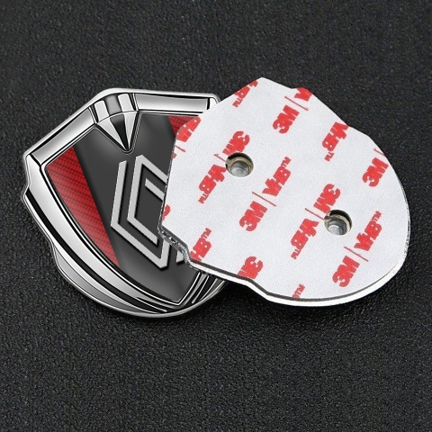 Renault Emblem Silicon Badge Silver Red Carbon Big Modern Logo