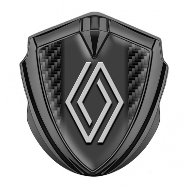 Renault Metal Domed Emblem Graphite Black Carbon Big Modern Logo