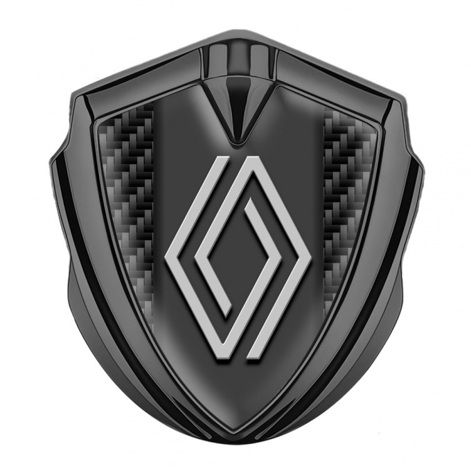 Renault Metal Domed Emblem Graphite Black Carbon Big Modern Logo