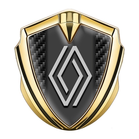 Renault Metal Domed Emblem Gold Black Carbon Big Modern Logo