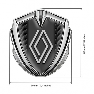 Renault Metal Domed Emblem Silver Black Carbon Big Modern Logo