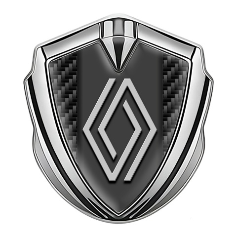 Renault Metal Domed Emblem Silver Black Carbon Big Modern Logo