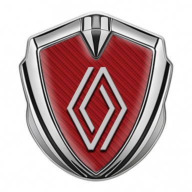 Renault Badge Self Adhesive Silver Red Carbon Modern Logo Design