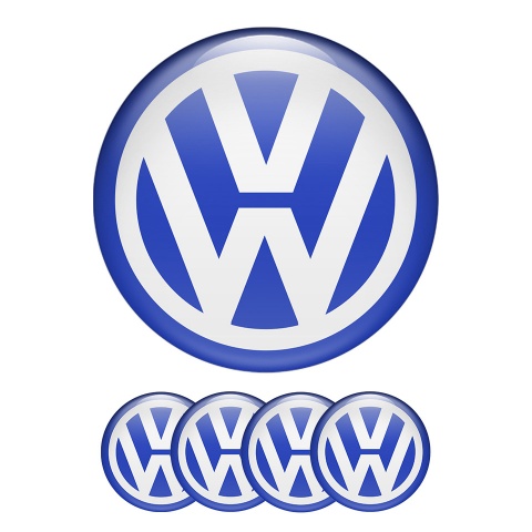 VW Volkswagen Wheel Center Cap Domed Stickers Navy Blue Classic