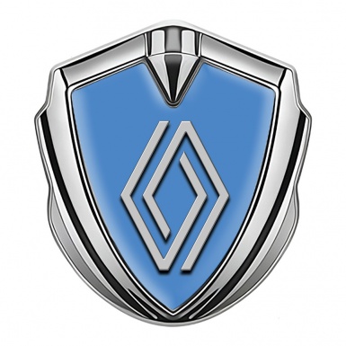 Renault Emblem Trunk Badge Silver Glacial Blue Modern Logo Variant