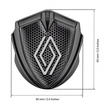 Renault Metal Emblem Badge Graphite Black Grate Modern Logo Edition
