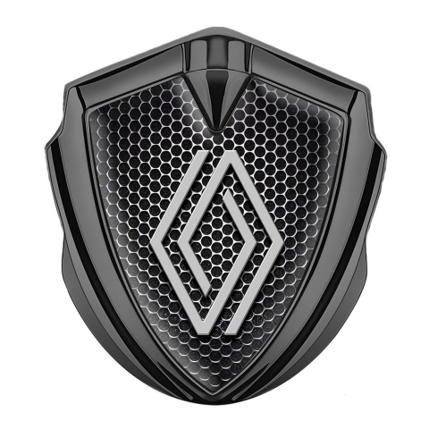 Renault Metal Emblem Badge Graphite Black Grate Modern Logo Edition