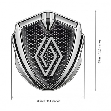 Renault Metal Emblem Badge Silver Black Grate Modern Logo Edition