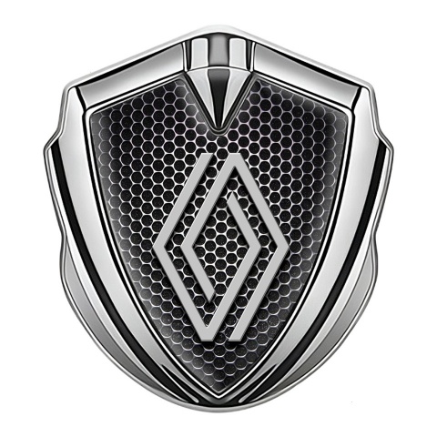 Renault Metal Emblem Badge Silver Black Grate Modern Logo Edition