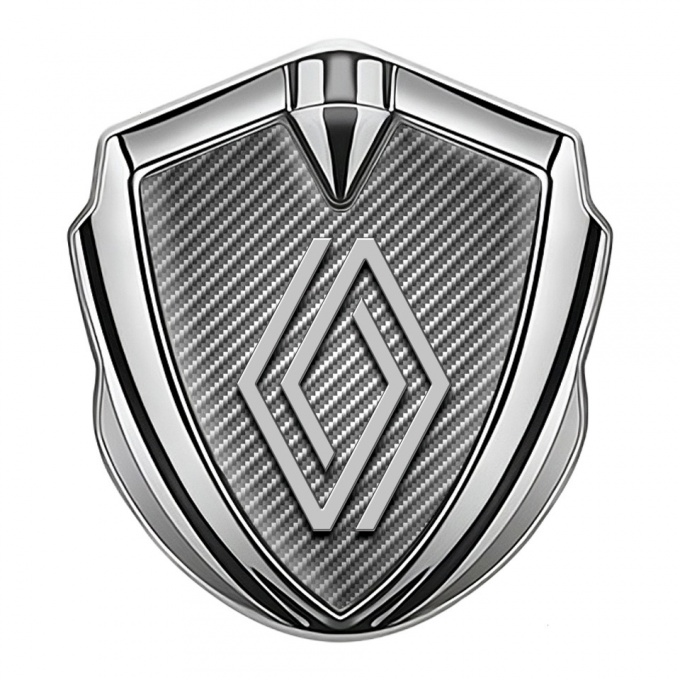 Renault Domed Emblem Badge Silver Light Carbon Modern Logo Design