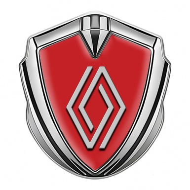 Renault Bodyside Domed Emblem Silver Red Print Clean Logo Edition
