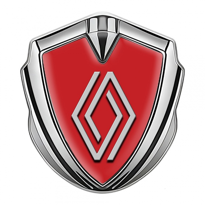 Renault Bodyside Domed Emblem Silver Red Print Clean Logo Edition