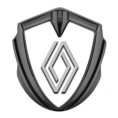 Renault Emblem Metal Badge Graphite White Print Clean Logo Edition