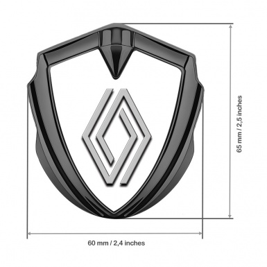 Renault Emblem Metal Badge Graphite White Print Clean Logo Edition