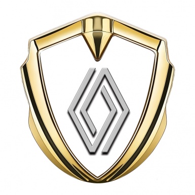 Renault Emblem Metal Badge Gold White Print Clean Logo Edition