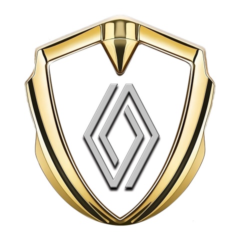 Renault Emblem Metal Badge Gold White Print Clean Logo Edition