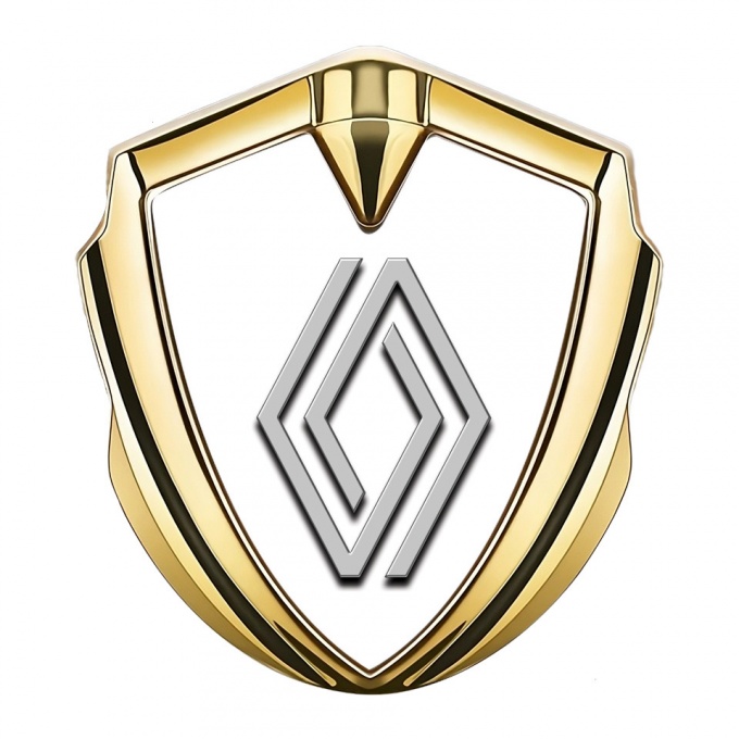 Renault Emblem Metal Badge Gold White Print Clean Logo Edition
