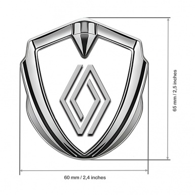 Renault Emblem Metal Badge Silver White Print Clean Logo Edition