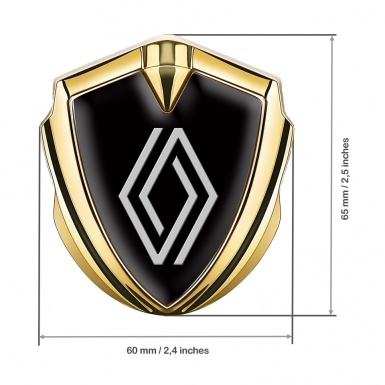 Renault 3d Emblem Badge Gold Black Print Clean Logo Design