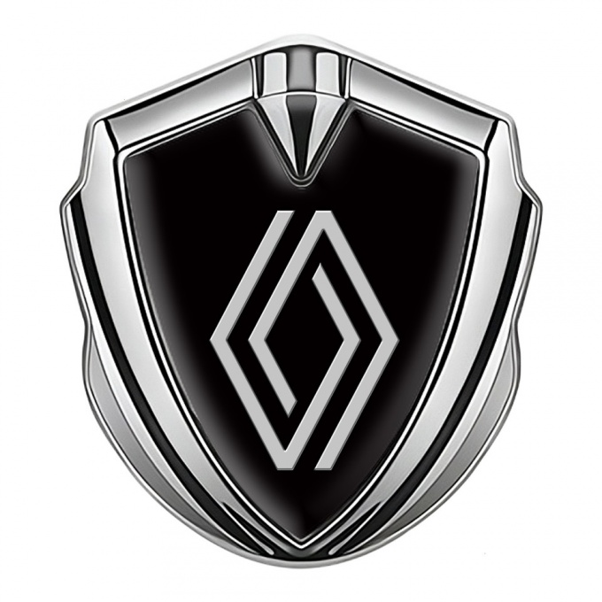 Renault 3d Emblem Badge Silver Black Print Clean Logo Design