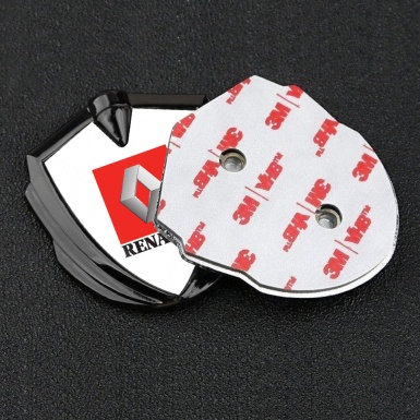 Renault Emblem Car Badge Graphite White Base Red Square Logo Design