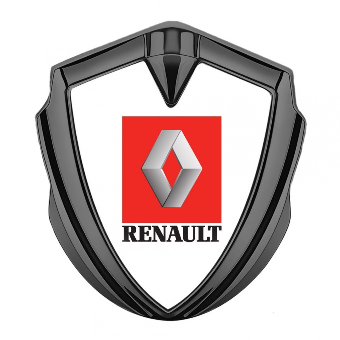 Renault Emblem Car Badge Graphite White Base Red Square Logo Design