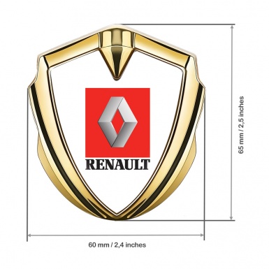 Renault Emblem Car Badge Gold White Base Red Square Logo Design