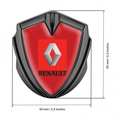 Renault Emblem Silicon Badge Graphite Crimson Base Red Square Logo Design
