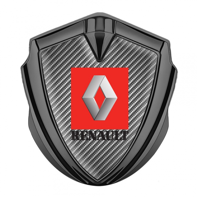 Renault Badge Self Adhesive Graphite Light Carbon Red Square Logo Design