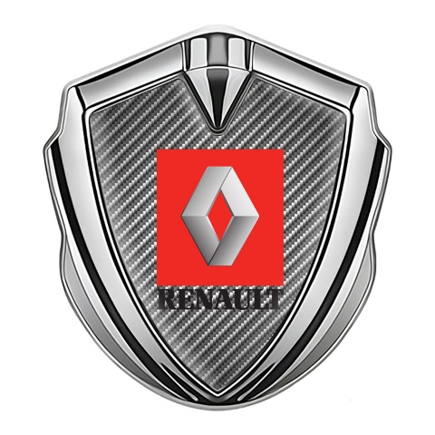 Renault Badge Self Adhesive Silver Light Carbon Red Square Logo Design
