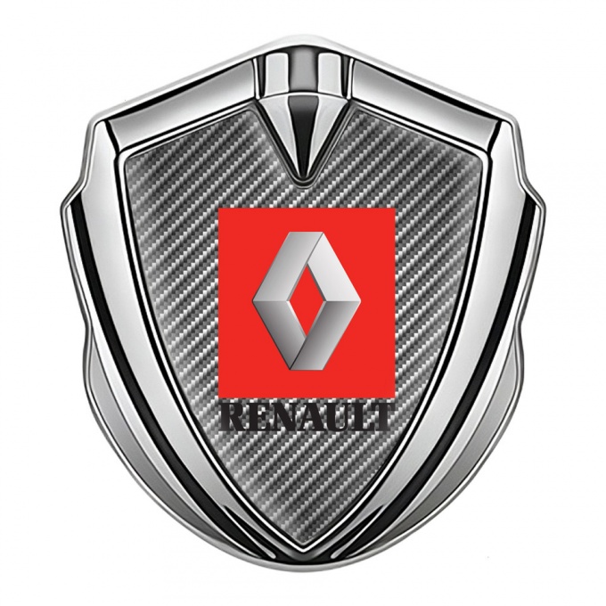 Renault Badge Self Adhesive Silver Light Carbon Red Square Logo Design
