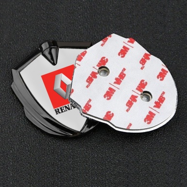 Renault Metal Emblem Self Adhesive Graphite Moon Grey Red Square Logo