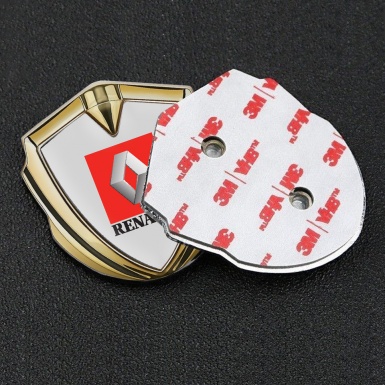 Renault Metal Emblem Self Adhesive Gold Moon Grey Red Square Logo