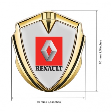 Renault Metal Emblem Self Adhesive Gold Moon Grey Red Square Logo