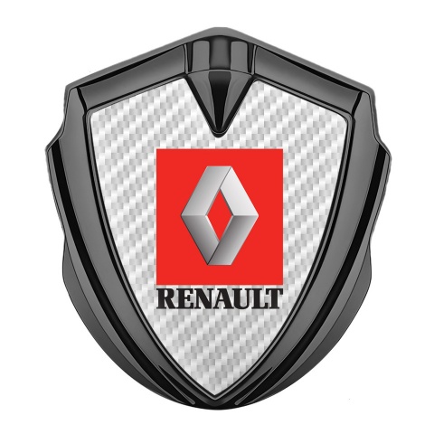 Renault Fender Emblem Badge Graphite White Carbon Red Square Logo