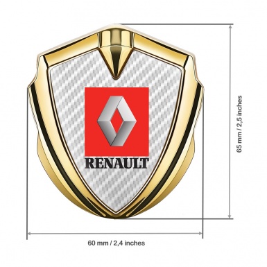 Renault Fender Emblem Badge Gold White Carbon Red Square Logo