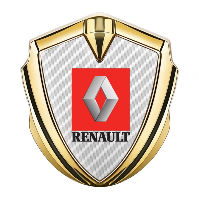Renault Fender Emblem Badge Gold White Carbon Red Square Logo