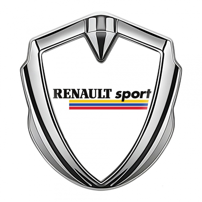 Renault Sport Emblem Self Adhesive Silver White Base Tricolor Edition