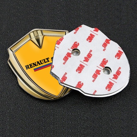 Renault Sport Domed Emblem Badge Gold Orange Fill Tricolor Motif